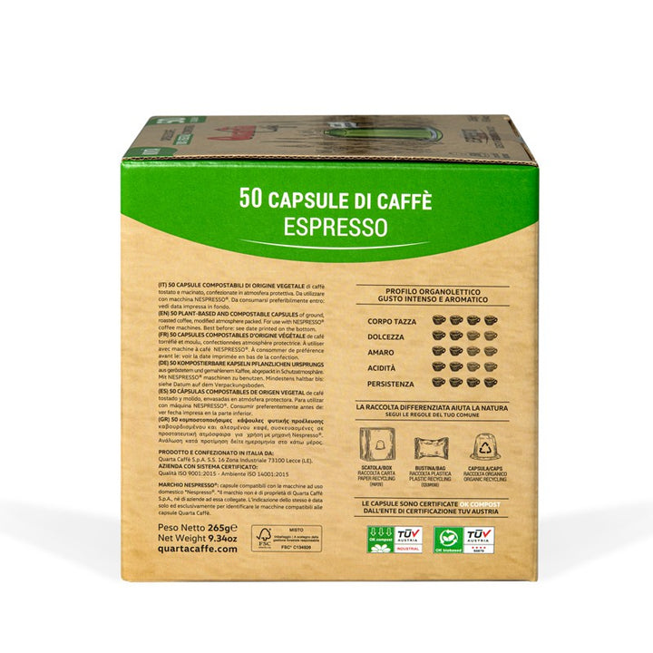 Quarta Caffè 100% Vegetable & Compostable Capsules | 50pcs