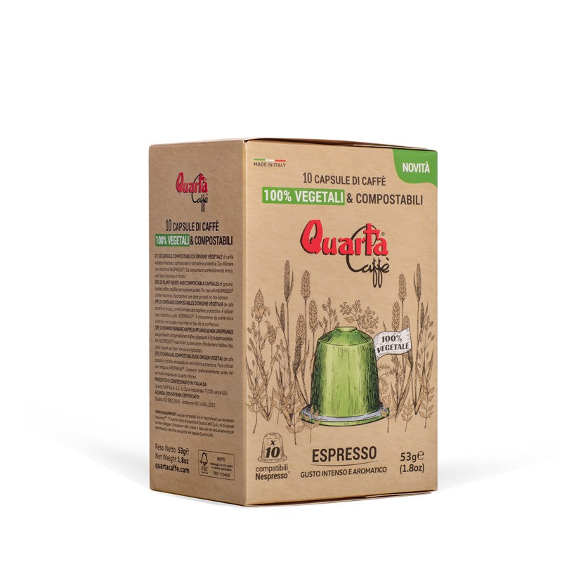 Quarta Caffè 100% Vegetable & Compostable Capsules | 10pcs