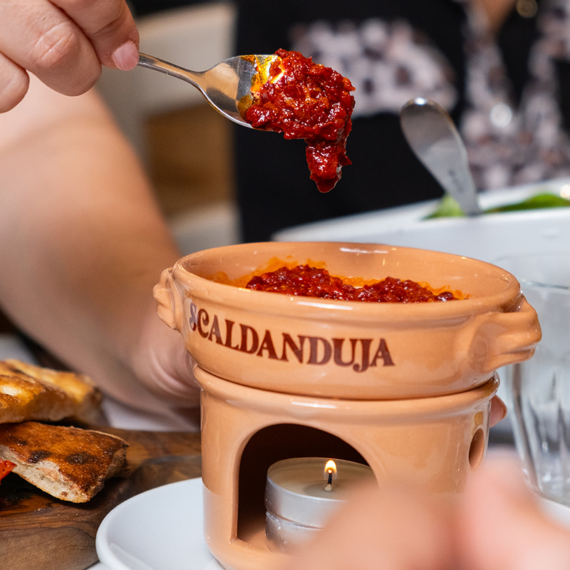 Scaldanduja “Tegamino” ceramic pan + Nduja 90gr jar